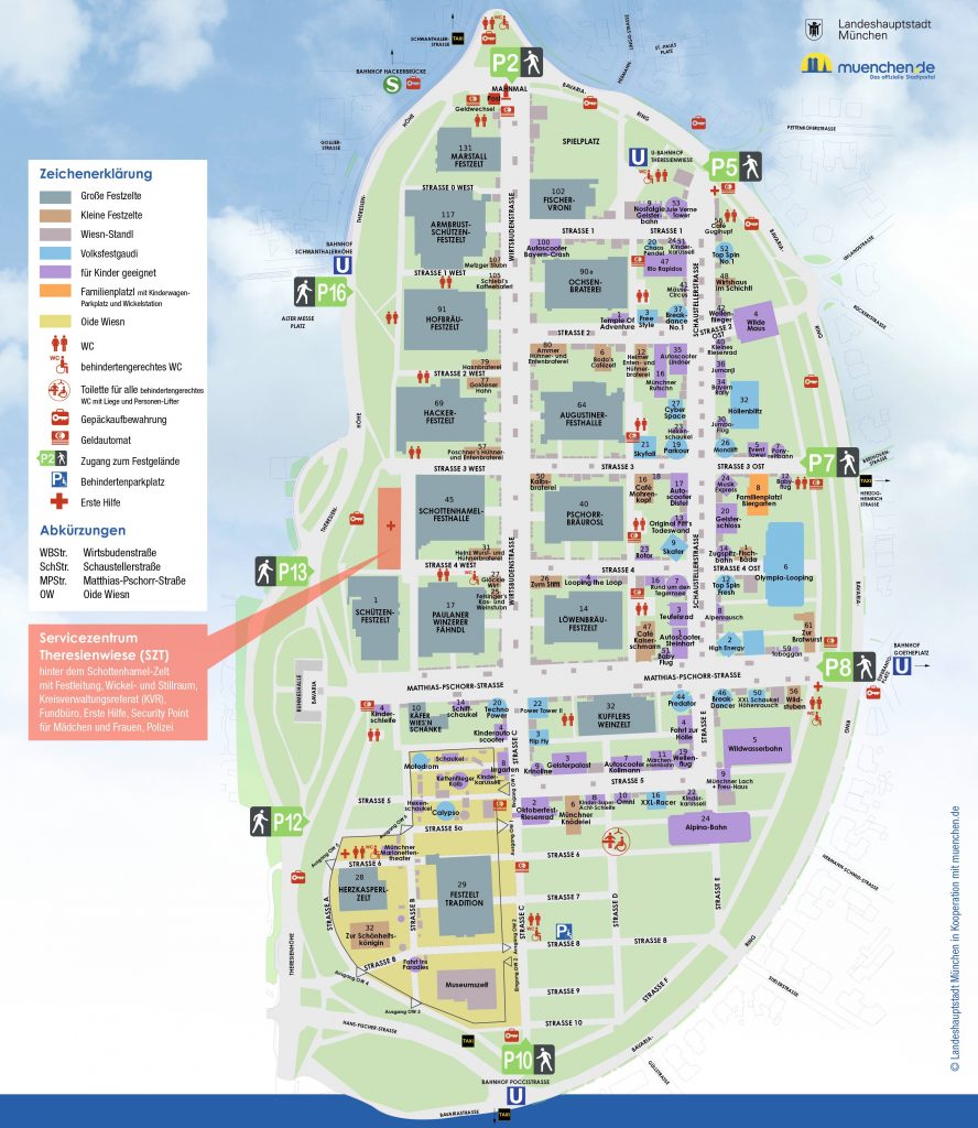 Location map of the Oktoberfest Theresien Wiesn Munich to download
