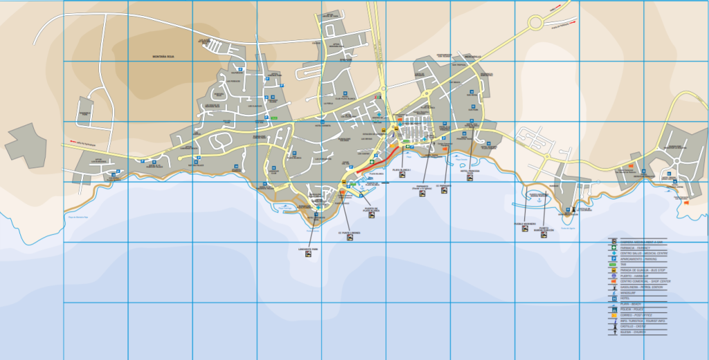 Map of Playa Blanca Lanzerote for free download - (C) turismlanzarote.com