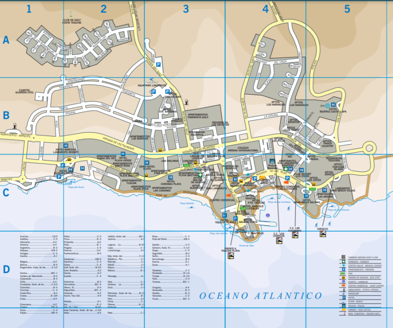 Map of Puerto del Carmen Lanzerote for free download - (C) turismlanzarote.com
