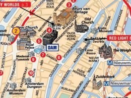 Tourist Map / Stadtplan mit Sehenswürdigkeiten von Amsterdam, die Niederlande