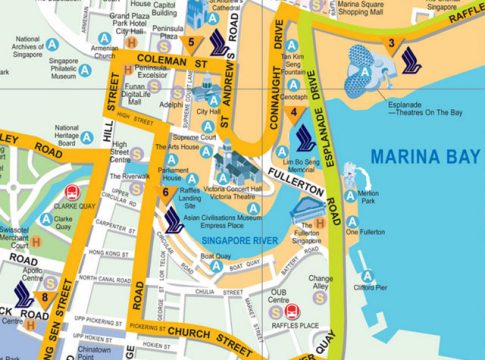Singapore Stadtplan / Tourist Map mit Sehenswürdigkeiten