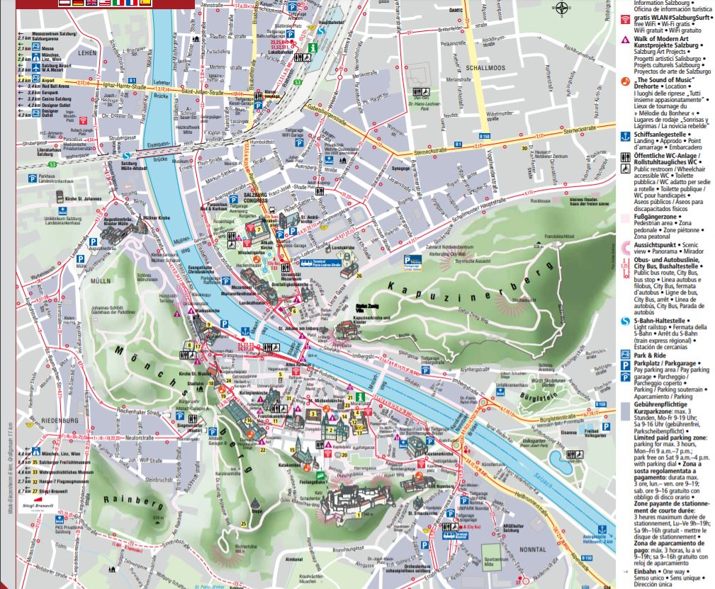 compact map of Salzburg with all relevant sights and attractions