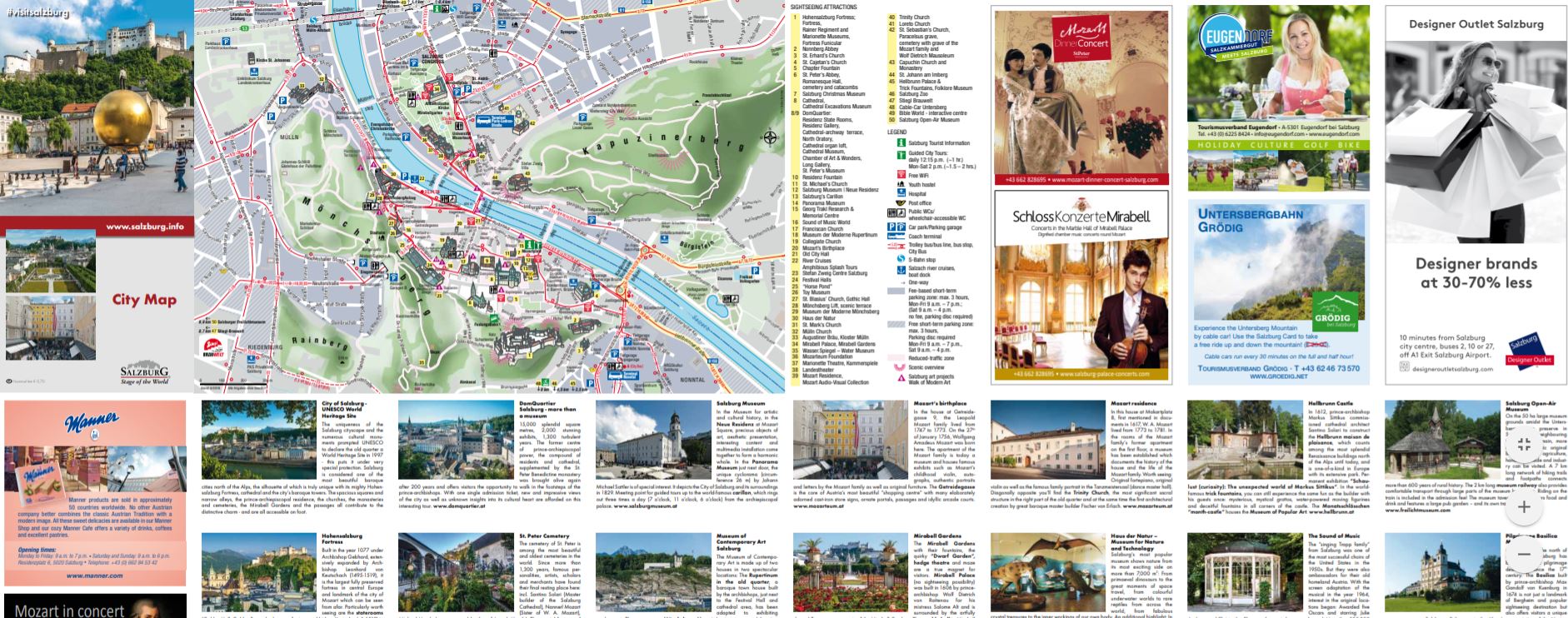 Detaillierter Salzburg Stadtplan mit Sehenswürdigkeiten und Straßennamen