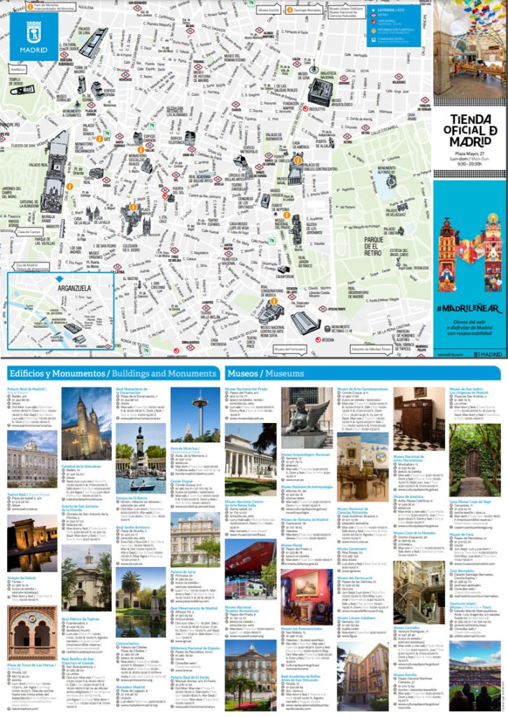 Madrid Stadtplan mit Sehenswürdigkeiten zum Download auf planative.net - (c) www.esmadrid.com