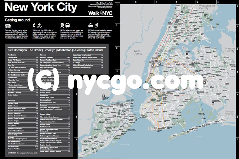 New York City Stadtpläne mit Sehenswürdigkeiten inkl. aller Stadtteile zum Download auf planative.net - (c)nycgo.com