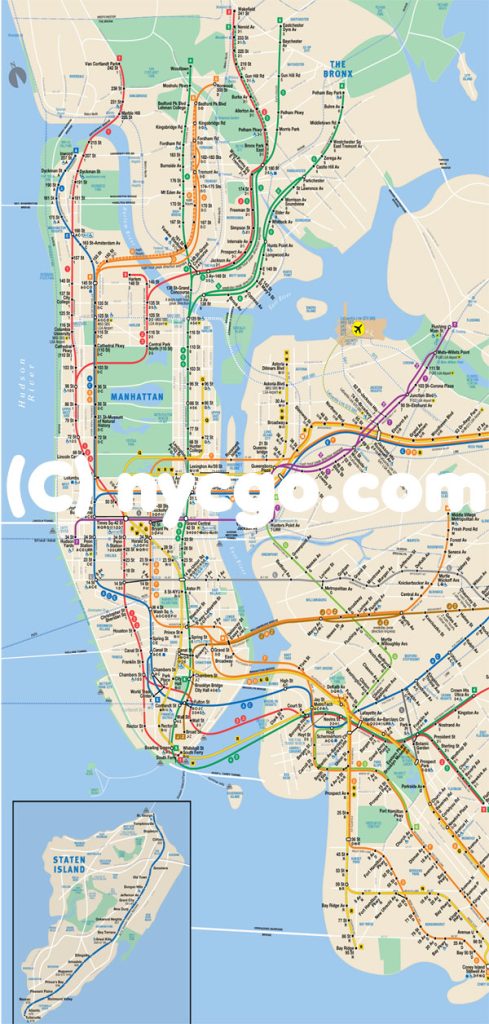 New York City Subway Netzplan zum Download auf planative.net - (c)nycgo.com
