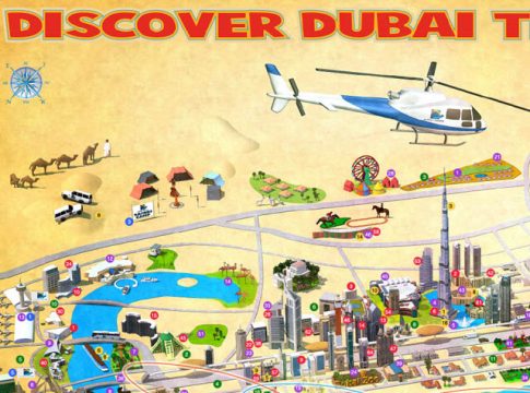 Dubai Stadtplan / Tourist Map mit Sehenswürdigkeiten, (c) www.somartin.com