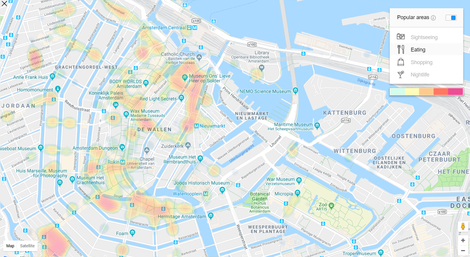 Amsterdam Heat Map für die beliebtesten Restaurants und Foodie Spots